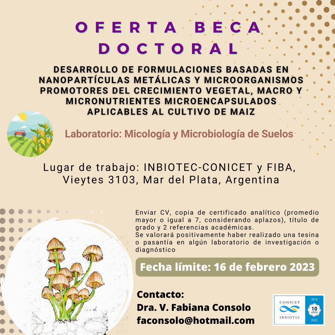 Oferta de plaza para beca doctoral | Dra. Fabiana Consolo