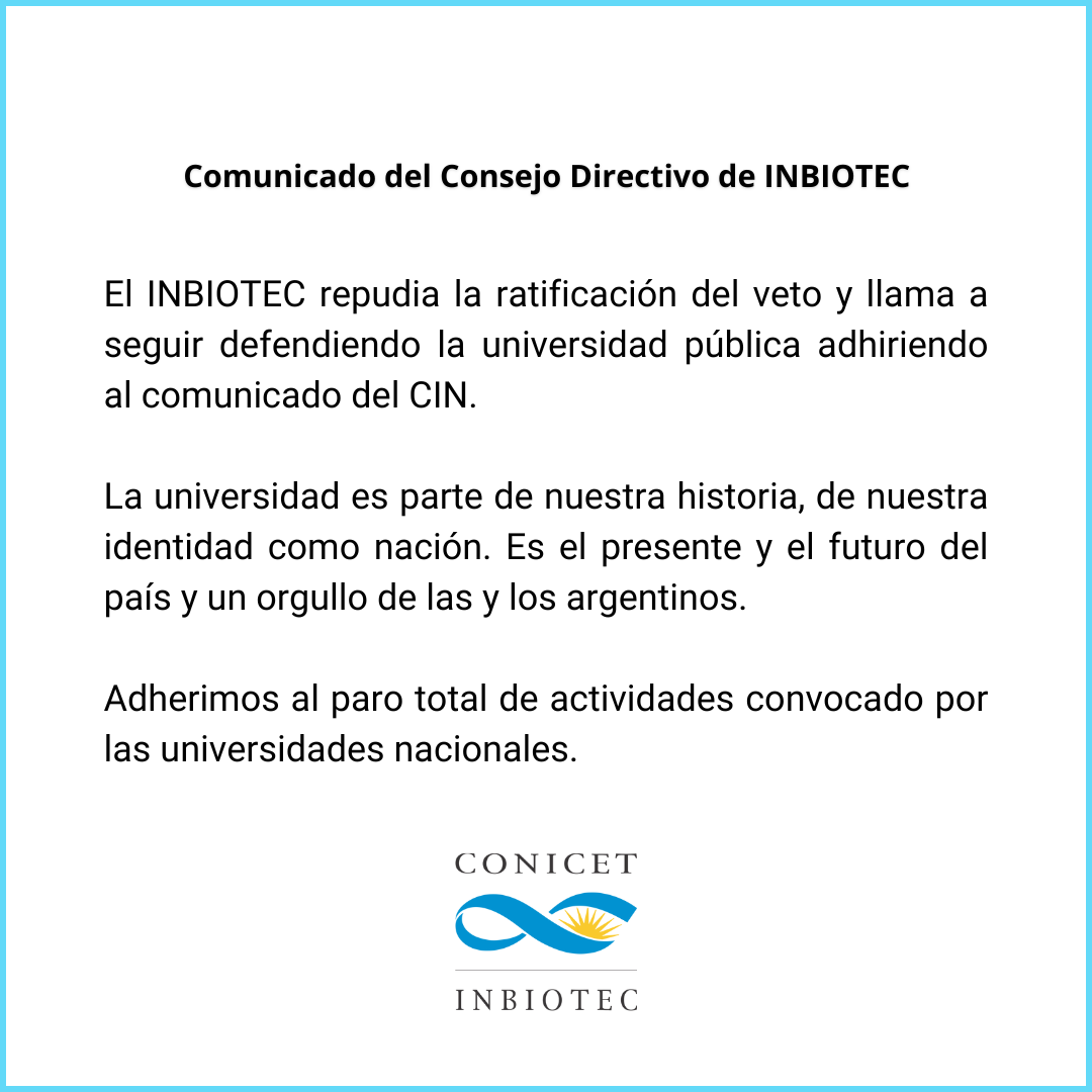 Respaldo a Universidades Nacionales del INBIOTEC